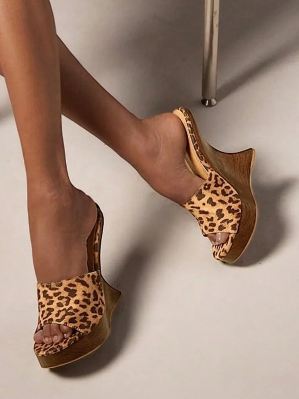 Chocolate Brown Sleek Women's Faux Suede Wedge Mule